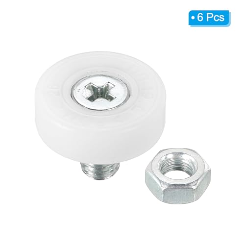PATIKIL 19mm Drawer Rollers, 6 Pack Plastic Drawer Pulley Replacement Wheels Bearing Small Pulley with Nuts - size: 19mm