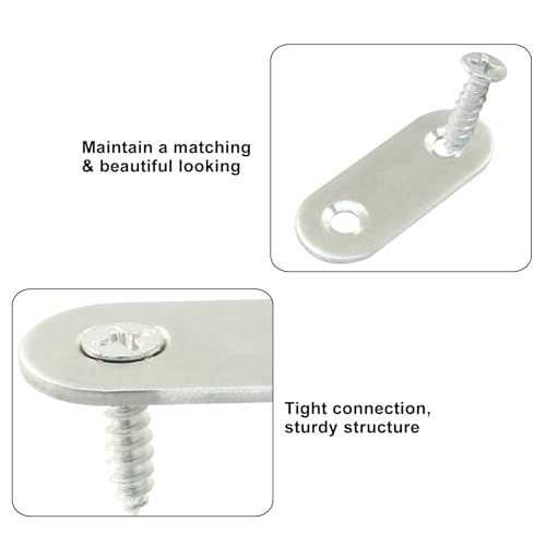 Waziaqoc 40PS Flat Corner Brace Plates Metal Joining Connector, 1.57 x 0.6 x 0.08 Inch Repair Bracket with Screws, Fixed Connecting Plate for Furniture, Bookcase, Table, Chair