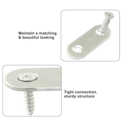 Waziaqoc 40PS Flat Corner Brace Plates Metal Joining Connector, 1.57 x 0.6 x 0.08 Inch Repair Bracket with Screws, Fixed Connecting Plate for Furniture, Bookcase, Table, Chair