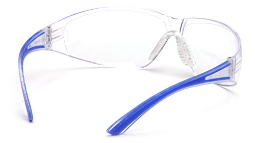 Pyramex Cortez Safety Eyewear, Clear Anti-Fog Lens With Black Temples - color: Navy Temples/Clear Lens
