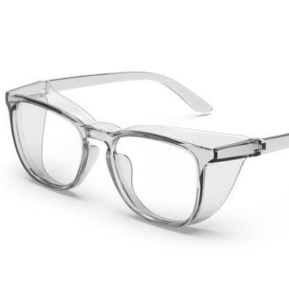 TOREGE Safety Glasses, Fashionable Eye Protection Glasses With Clear Scratch Resistant Lenses, Great Safety Goggles For Women & Men(Transparent Gray&Clear Lens) - color: Transparent Gray&clear Lens