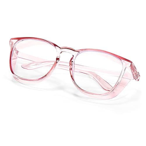 Stylish Safety Glasses Goggles for Women Girls Anti-fog Glasses Protective Eyewear Clear Glasses - color: Pink