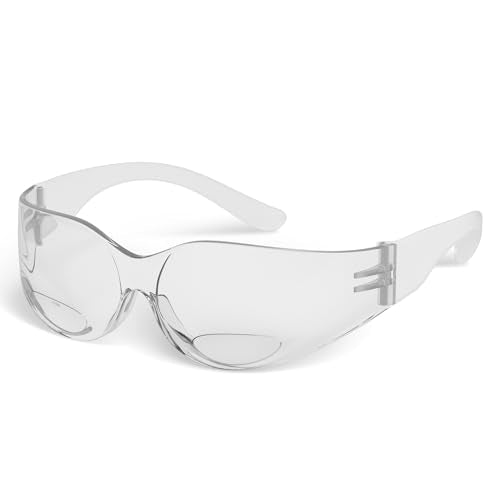 RUGGED BLUE - Bifocal Safety Glasses | Ansi Z87.1 Certified | Safety Glasses With Readers 2.5 | Scratch-Resistant Lenses | Impact-Resistant Eye Protection | Reading Goggles | 1 Pack - Clear Lens - color: 1 Pair, size: 2.5 Diopter