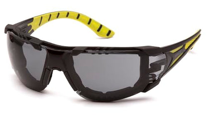 Pyramex Endeavor Plus Safety Glass Black/Gray Frame With Foam Padding Clear H2MAX Anti-fog Lens - color: Gray H2mx Anti-fog Lens/ Black-green Frame, style: Foam Padded