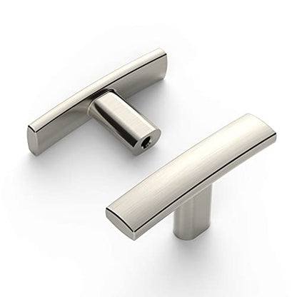 Amerdeco 10 Pack Brushed Satin Nickel Cabinet Knobs Single Hole Cabinet Handles 2 Inch Solid Zinc Alloy Cupboard Drawer Knobs Kitchen Cabinet Knobs T Bar Hardware ZH0003BSNK - color: Brushed Satin Nickel, size: Knobs