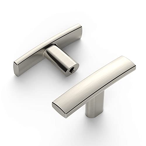 Amerdeco 10 Pack Brushed Satin Nickel Cabinet Knobs Single Hole Cabinet Handles 2 Inch Solid Zinc Alloy Cupboard Drawer Knobs Kitchen Cabinet Knobs T Bar Hardware ZH0003BSNK - color: Brushed Satin Nickel, size: Knobs