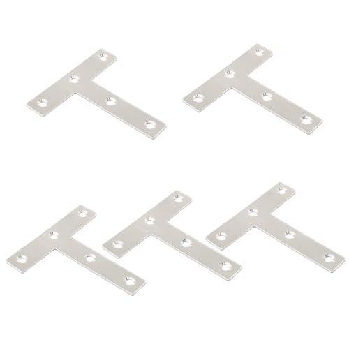 Bivethoi 12 Pcs T Shape Flat Mending Plates 80mm x 80mm (3.15" x 3.15") T Corner Braces T Bracket Connector Fixing Repair Plates for Wood Furniture, Cabinet, Windows - size: 80*80mm/3.15*3.15''(T shape)