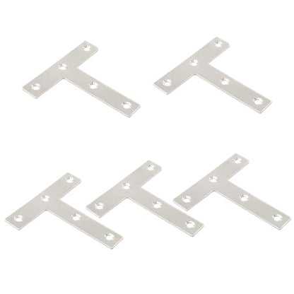 Bivethoi 12 Pcs T Shape Flat Mending Plates 80mm x 80mm (3.15" x 3.15") T Corner Braces T Bracket Connector Fixing Repair Plates for Wood Furniture, Cabinet, Windows - size: 80*80mm/3.15*3.15''(T shape)
