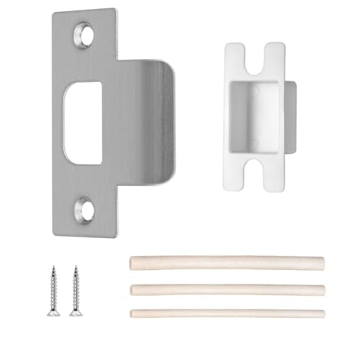 T-Shape Satin Nickel Door Strike Plate for Door Frame Repair Kit, 2-1/8'' Hole Spacing, 1 Pack - color: Satin Nickel