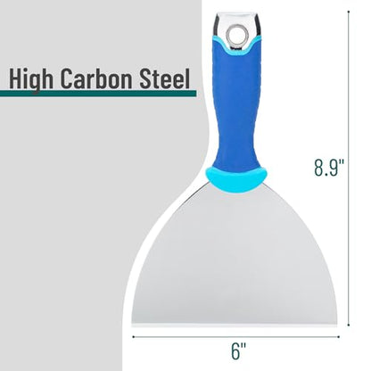Bates- Putty Knife, 6 Inch, Carbon Steel, Flexible, Metal Scraper with Hammer End, Spackle Knife, Drywall Spackle, Metal Paint Scraper Tool, Putty Knife Scraper, Wall Scraper, Putty Scraper - color: Blue, size: 6 Inch