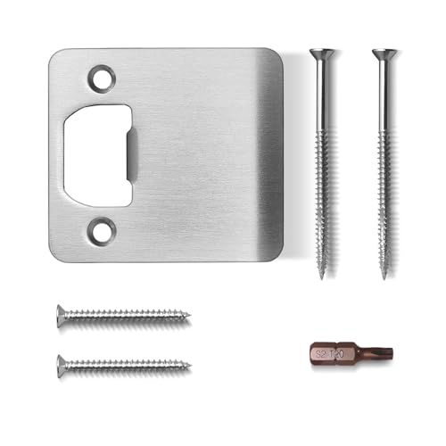 Extended Lip Strike Plate 2-1/2" x 2-1/4", Heavy Duty Version, Oversized Extra Wide Lip Door Latch Striker with Reinforced Torx/Star Screws & Bit(Satin Nickel, 1 Pack) - size: 2-1/2" Width (1 Pack)