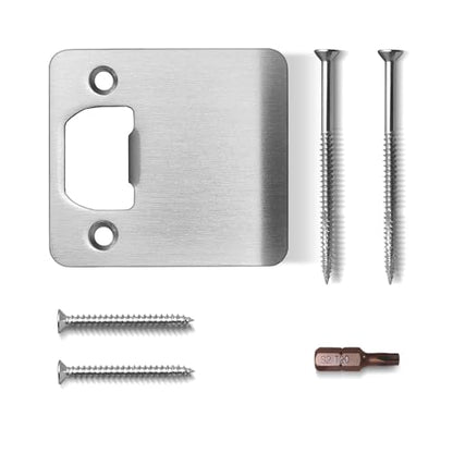 Extended Lip Strike Plate 2-1/2" x 2-1/4", Heavy Duty Version, Oversized Extra Wide Lip Door Latch Striker with Reinforced Torx/Star Screws & Bit(Satin Nickel, 1 Pack) - size: 2-1/2" Width (1 Pack)