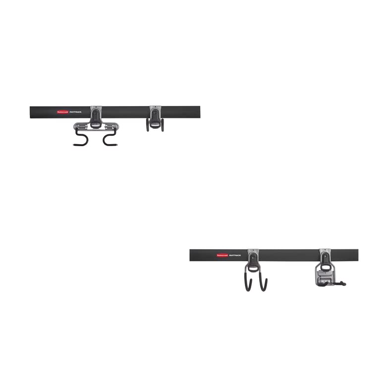 Rubbermaid FastTrack Garage Storage System Tool Hanging Kit, Wall Mount Holder for Garden Lawn Tools/Garage/Home Organization - size: 2 Rails, 4 Hooks