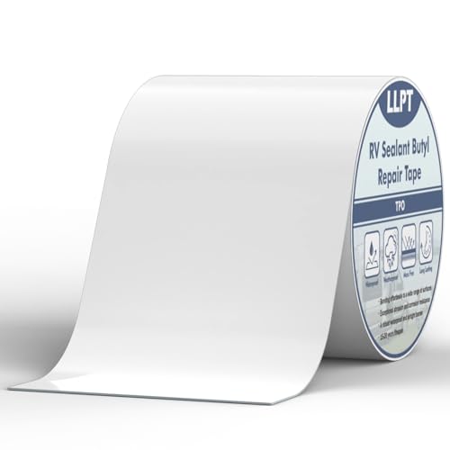 LLPT Roof Seal Tape White 6" x 50 Ft UV Stable RV Sealant Repair Tape Extreme Durable Waterproof Airtight Patch Tape for Window RV Repair Boat Vent Trailer Camper Motorhome (SV62110WT6) - color: White, size: 6" x 50 Ft