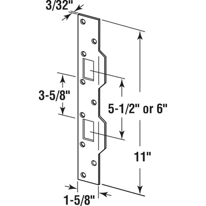 Prime-Line U 10538 Maximum Security Combination Door Strike 5-1/2 In. Hole Spacing 1-5/8 x 11 In. with Screws Classic Bronze Finish (Single Pack) - color: Classic Bronze