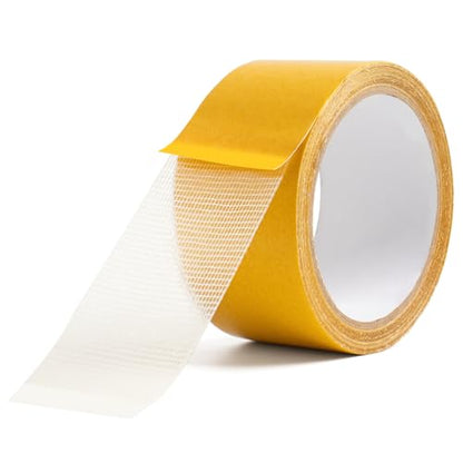 Double Sided Tape Heavy Duty, 1.97in x 33FT(10m) Super Sticky Clear Tape High Tack Strong Wall Adhesive with Fiberglass Mesh Clear Tape, Fixed Carpet, Wall Decor Easy Use Mounting Tape - size: 1.97in x 33FT