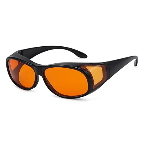 Eyekepper 100% Blue Light Reduction,Fitover Anti-Blue Blocking Computer Glasses with Extra Amber Lens - color: 1804-black-100% Blue Light Blocking