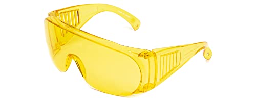 Calabria Fit Over Safety Glasses | Polarized Sunglasses Over Glasses | Wrap Around Anti-Fog | Scratch Resistant | Unisex - color: Yellow
