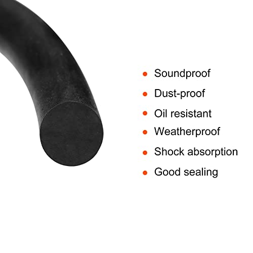 uxcell Nitrile Rubber Round Seal Strip, 5mm(13/64") Diameter 6 Meters (19.69Ft) Long Hard Solid Rubber Weather Stripping for DIY Gasket, Industrial Equipment, and Furniture - size: 5mmx6m