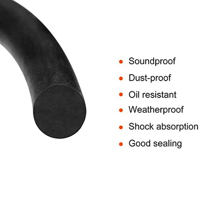 uxcell Nitrile Rubber Round Seal Strip, 5mm(13/64") Diameter 6 Meters (19.69Ft) Long Hard Solid Rubber Weather Stripping for DIY Gasket, Industrial Equipment, and Furniture - size: 5mmx6m
