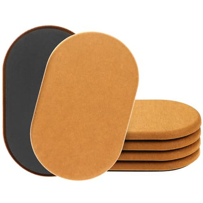 QWORK Furniture Sliders for Hardwood Floors, 4 Pieces Felt Large Oval Pads, 9-1/2" x 5-3/4" Heavy-Duty Furniture Mover, Felt Sliders