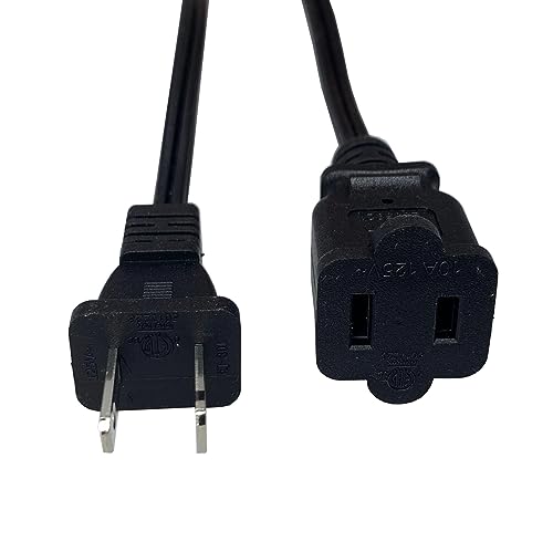 Extension Cord 10 FT, 2 Prong Power Cord Cable, Small Short 18 AWG Power Cable, US Male Female Black Extension Cords for Nema 1-15P to 1-15R, Used for Indoor,Home,Office,Lights - color: Black, size: 10 Foot-1 Pack