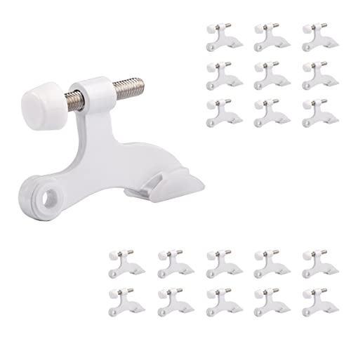 HOMOTEK 20 Pack Hinge Pin Door Stopper, Hinge Stops for Top of Door, Adjustable Deluxe Heavy Duty Door Stop 2-1/2x1-3/4 inch, with White Rubber Bumper Tips, White - color: White, size: 20 Pack