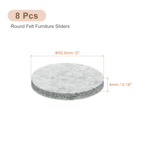 uxcell Furniture Pads, 8Pcs 2" - Round Self Adhesive Felt Furniture Pads, Floor Protectors for Furniture Feet Chairs Legs Hardwood Floors (Gray) - size: 2"