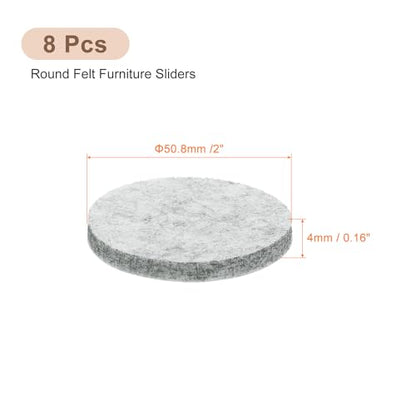 uxcell Furniture Pads, 8Pcs 2" - Round Self Adhesive Felt Furniture Pads, Floor Protectors for Furniture Feet Chairs Legs Hardwood Floors (Gray) - size: 2"