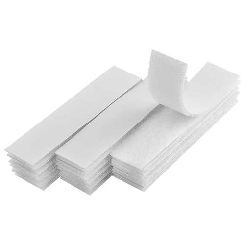 Melsan 1x4 inch Self Adhesive Hook and Loop Strips - 15 Sets - White Sticky Back Tape Fastener, Heavy Duty Mounting Strips for Home or Office Use - Instead of Holes and Screws - color: White, size: 1 Inch X 4 Inch