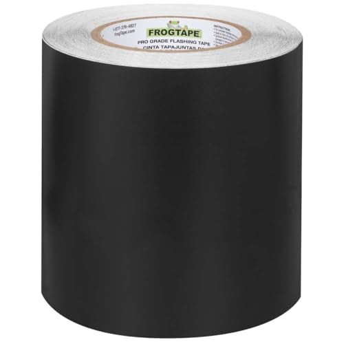 FrogTape Pro Grade Flashing Tape for Windows & Doors, 6 Inch Width - 75 Foot Roll, All Weather & UV Resistant Flashing Tape with Advanced Acrylic Adhesive - 10 mils - Black - size: 6 Inches X 75 Feet, style: Window & Door