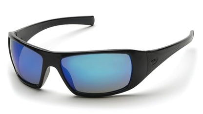 Pyramex Goliath Safety Eyewear Black Frame Clear Anti Fog Lens - color: Black Frame/Ice Blue Mirror Lens