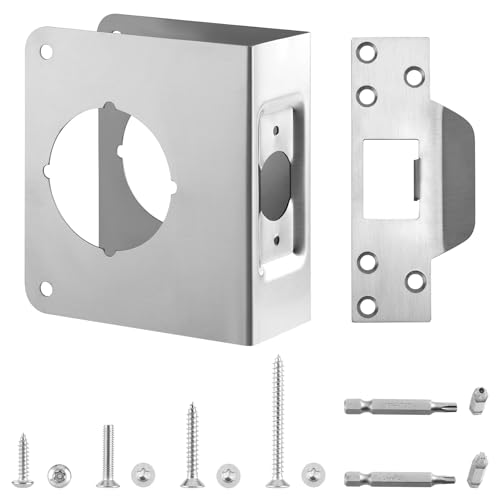 U 9553 Stainless Steel Lock and Door Reinforcement Plate for 1-3/4" Thick Doors and Includes an Door Strike Plate(1-1/4 inches x4-1/2 inches). - color: Silver