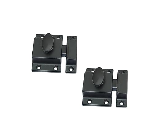 QCAA Traditional Large Oval Turn Cabinet Latch, Solid Brass, 2", for Cupboard & Other Furniture, Matte Black, 2 Pack, Made in Taiwan - color: Matte Black, size: 2 Pack