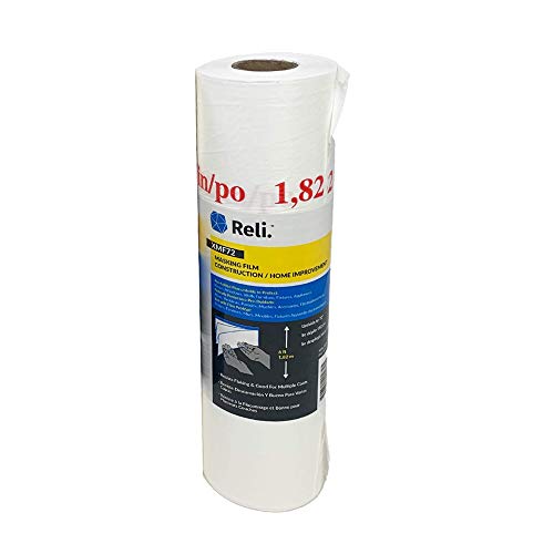 Reli. Masking Film, 1 Roll | 90' Foot x 72" Inch | Masking Plastic Film, Pre-Folded | Hand Masker for Painting & Automotive | Plastic Overspray Protection - size: 90 foot length x 72 inch width | 1 roll
