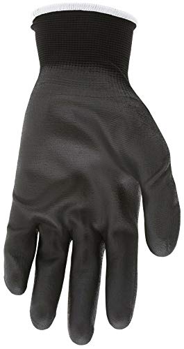 MCR Safety 9669S Nylon Knitted Shell MCR Safetys with Black PU Dipped Palm and Fingers, Black, Small, 1-Pair - size: Small (Pack of 1)