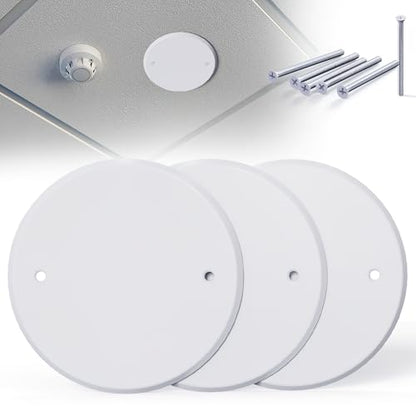 3 Pcs Smoke Detecte Cover Plate, 5 Inch Metal Round Blank Ceiling Cover Plate, Junction Box Covers For Outlet And Wall Light Hole, Electrical Box Covers With Hole Spacing 3.5 Inch - color: 3 PCS