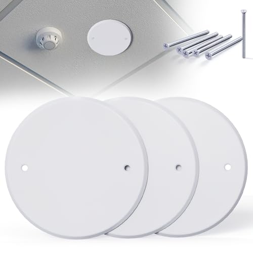 3 Pcs Smoke Detecte Cover Plate, 5 Inch Metal Round Blank Ceiling Cover Plate, Junction Box Covers For Outlet And Wall Light Hole, Electrical Box Covers With Hole Spacing 3.5 Inch - color: 3 PCS