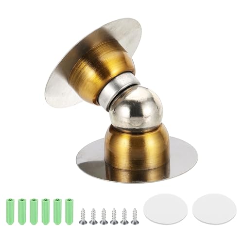 uxcell 2.1" Magnetic Door Stoppers, Wall Floor Mounted Magnetic Door Catch Holder, Stainless Steel Door Stops for Bedroom, Bathroom, Kitchen, Office, Brass - color: Brass, size: 2.1"