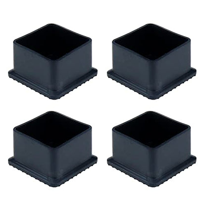 Square Furniture Feet Pads PVC Rubber Queit Chair Leg Caps Inner Size 1.6" x 1.6" Fit for Square Chair Feet Floor Protectors, Black-4 Packs - size: 40x40mm/1.6" x 1.6",4 PCS