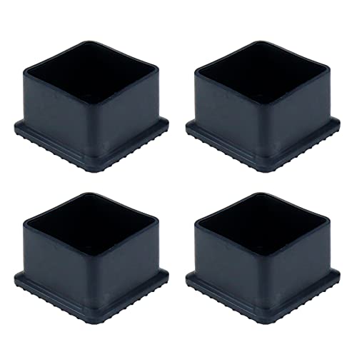Square Furniture Feet Pads PVC Rubber Queit Chair Leg Caps Inner Size 1.6" x 1.6" Fit for Square Chair Feet Floor Protectors, Black-4 Packs - size: 40x40mm/1.6" x 1.6",4 PCS