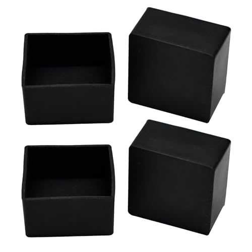 EASYEAH 2"(50 mm) Square Chair Leg Caps, Silicone Chair Leg Floor Protectors, Flexible End Caps, Non-Slip Rubber Chair Feet Covers for Hardwood Floors, Tables & Patio Furniture, Black (4 PCS) - size: 2"(50 Mm)