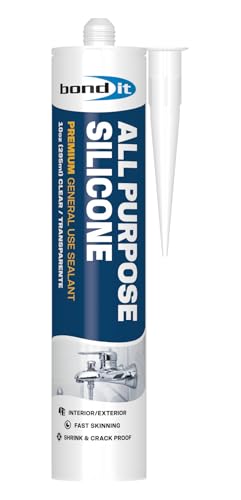 Bond It All Purpose Silicone, Premium General Use Acetoxy Sealant, Waterproof Flexible Silicone for Bathroom, Kitchen, Windows, Doors, Showers, Indoor, Outdoor Sealing, 10 oz, Beige - color: Beige