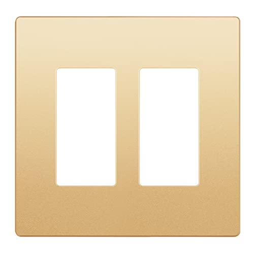 LIDER Matte Finish Decorator Switch Cover, Screwless Wall Plate, Mid-Size 2-Gang 4.88" x 4.92", Unbreakable Polycarbonate Thermoplastic, UL Listed, LSWP-32M-GD, Gold - color: Gold, size: 2 Gang