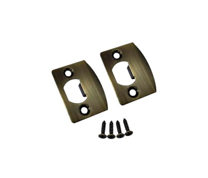 QCAA Solid Brass Latch Strike Plate L 2-1/4" x W 1-7/16", Screw Hole CTC 1-5/8", Antique Brass, Made in Taiwan, 2 Pack - color: Antique Brass, size: 2 Pack
