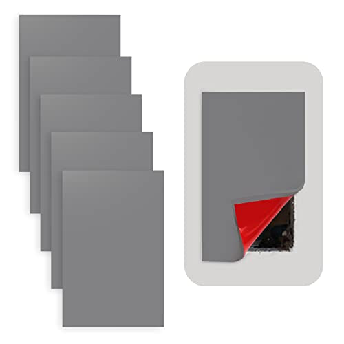 Rubber Bond Self-Adhesive Rubber Wall Outlet Cover Plate 5 Pack - Easy to Apply Peel & Stick Drywall Hole Patch - 5x3 Inch Screwless Blank Wall Plate Cover - Premium Rubber Wall Hole Cover (Grey) - color: Grey, size: 5x3 Inch Rectangular