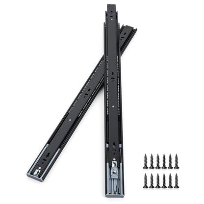 Soft Close Drawer Slides 22 Inch, Full Extension Ball Bearing Heavy Duty Drawer Slides Side Mount for Cabinet (1 Pairs, Black) - size: 22 Inch