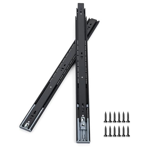 Soft Close Drawer Slides 22 Inch, Full Extension Ball Bearing Heavy Duty Drawer Slides Side Mount for Cabinet (1 Pairs, Black) - size: 22 Inch