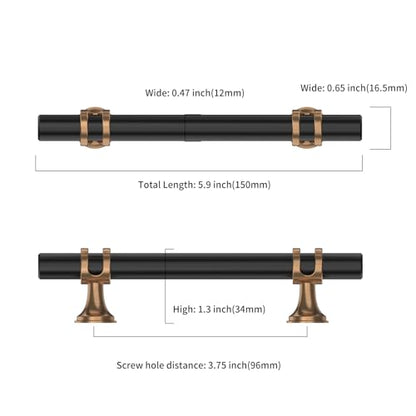 Asidrama 10 Pack 3.75 Inch(96mm) Champagne Bronze and Matte Black Kitchen Cabinet Handles, Cabinet Pulls Kitchen Cabinet Hardware Cupboard Handles Drawer Pulls - color: Black-Champagne Bronze, size: 3.75" Hole Center, style: 10 Pack