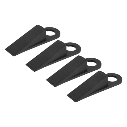 uxcell 4 Pcs Door Stoppers for Bottom of Door, 28mm/1.10 Inch Door Stops, TPR Rubber Door Stopper Wedge Anti Slip, Window Stopper Door Stackable, Black - color: Black